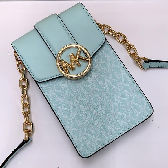 NWT MICHAEL KORS CARMEN SMALL NORTH SOUTH XBODY BAG FAIR AQUA COLOR - Picture 14 of 16